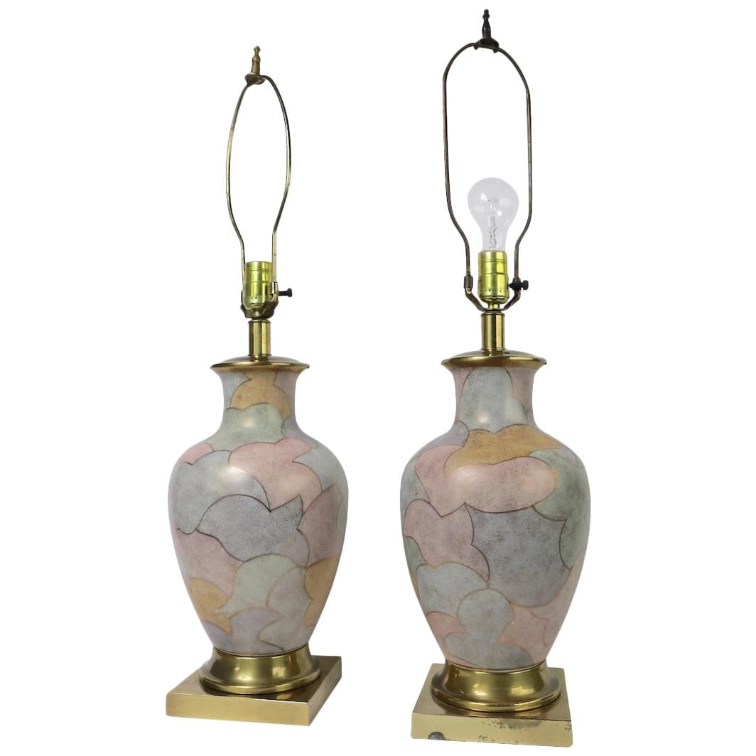 Frederick Cooper Sky Blue Ceramic Lamps Pair 29 Inches Tall: Frederick Cooper Sky Blue Ceramic Lamps Pair 29 Inches Tall This exquisite pair of ceramic lamps by Frederick Cooper adds a touch of glamour to any space. Standing at a total height of 29 inches, each
