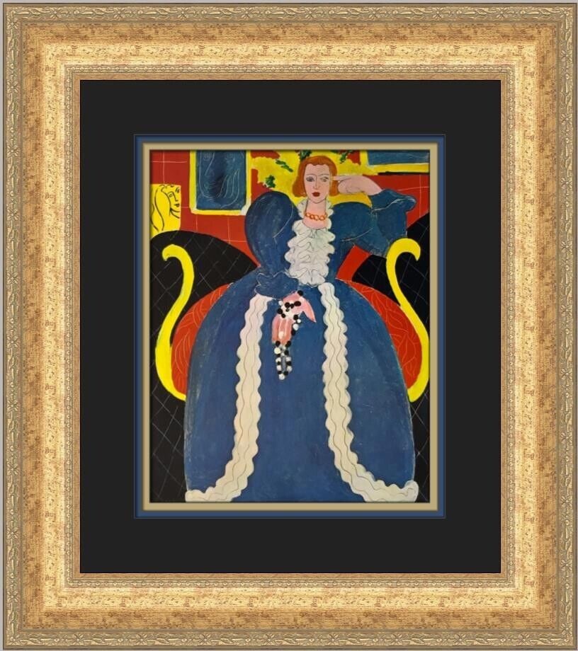 Henri Matisse A Lady in Blue Custom Framed Art Print 19 x 17: Henri Matisse A Lady in Blue Custom Framed Art Print 19 x 17 This stunning print titled 'A Lady in Blue' by renowned artist Henri Matisse captures the essence of Expressionism and Impressionism. Creat