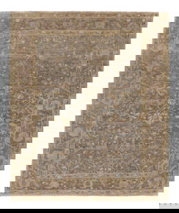 Contemporary Armenian Wool Rug 8' x 10' Floral Design Tan Blue Accents: Contemporary Armenian Wool Rug 8' x 10' Floral Design Tan Blue Accents Enhance your living space with this stunning 21st Century Contemporary Modern Armenian Wool Rug. Featuring a tan field adorned wi