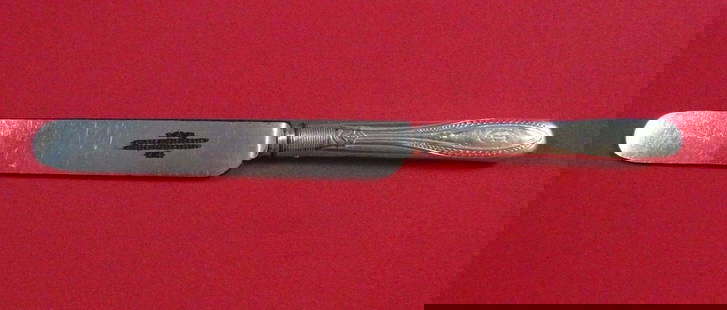 Whiting Italian Sterling Silver Dinner Knife 9 1/4 inch Monogrammed: Whiting Italian Sterling Silver Dinner Knife 9 1/4 inch Monogrammed This exquisite dinner knife features a striking Italian pattern, crafted by Whiting in high-quality sterling silver. Measuring 9 1/4