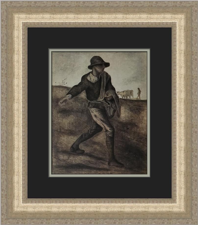 Vincent Van Gogh Sower Custom Framed Print 19x17 Expressionism: Vincent Van Gogh Sower Custom Framed Print 19x17 Expressionism Experience the beauty of Vincent Van Gogh's 'Sower' with this custom framed print. This exquisite piece is a medium-sized artwork measuri