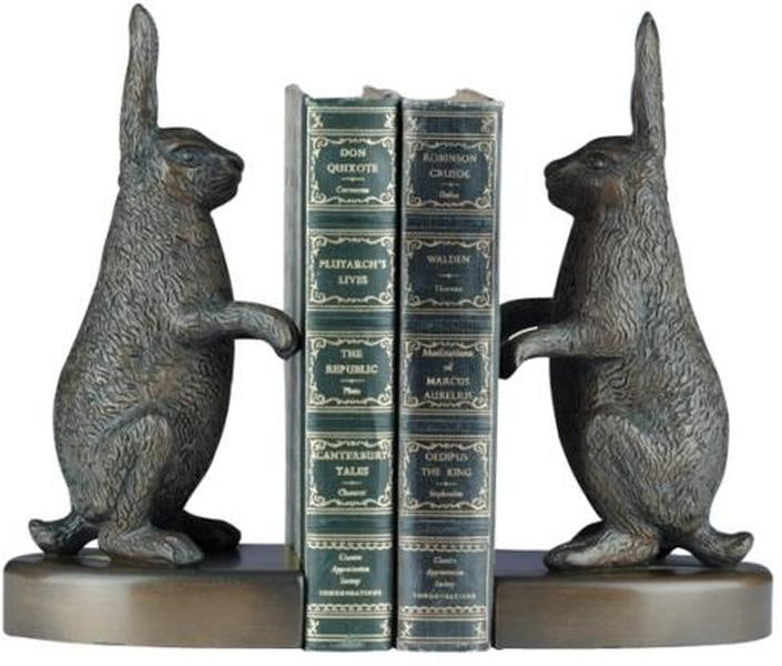 Charming Lodge Style Resin Rabbit Bookends 10x5x3.5: Charming Lodge Style Resin Rabbit Bookends 10x5x3.5 Enhance your decor with these elegant resin rabbit bookends, meticulously hand-cast and hand-painted to capture a charming lodge-style aesthetic. St