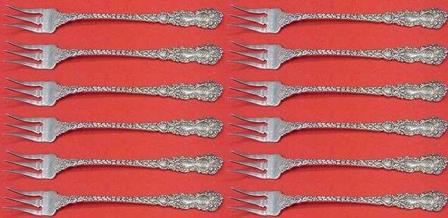 Gorham Imperial Chrysanthemum Sterling Silver Cocktail Fork Set 12 pcs 5.5 inches: Gorham Imperial Chrysanthemum Sterling Silver Cocktail Fork Set 12 pcs 5.5 inches Enhance your dining experience with this exquisite 12-piece set of cocktail forks from Gorham's Imperial Chrysanthemum