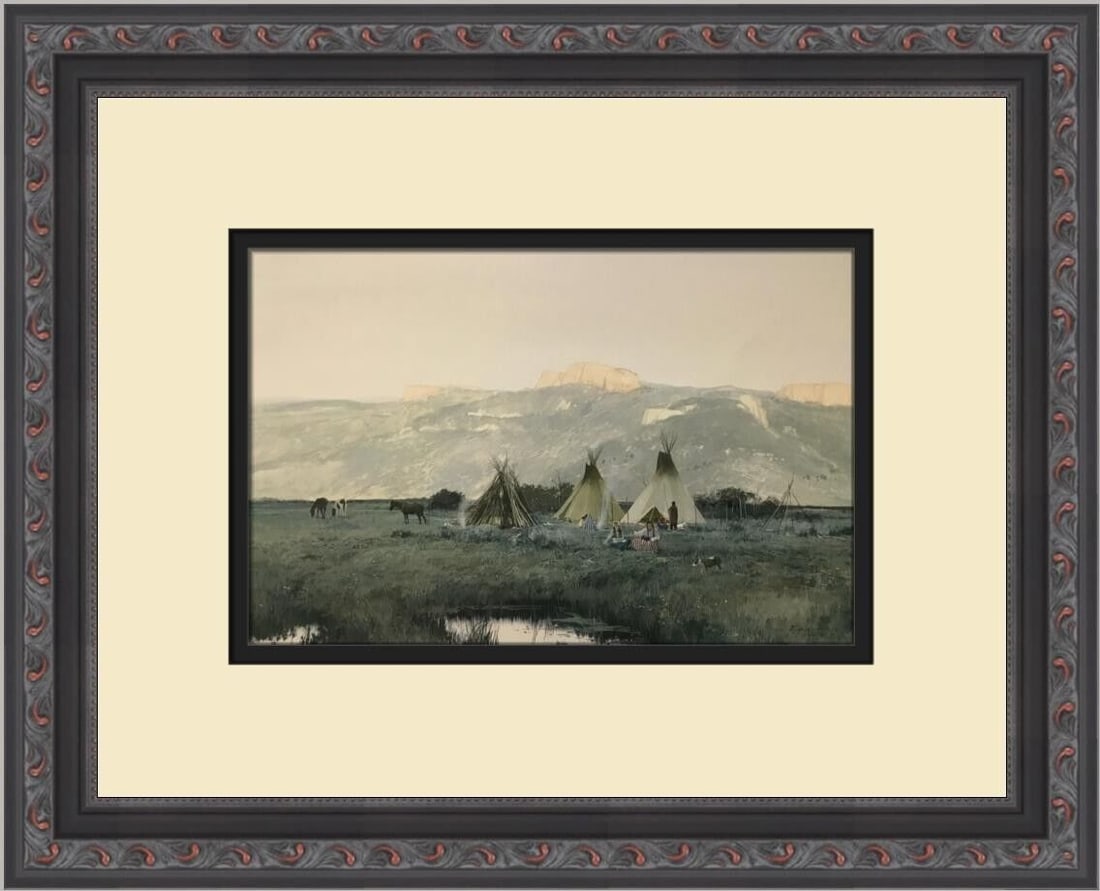 Michael Coleman Cheyenne Camp in the Shadows Framed Print 11 x 14: Michael Coleman Cheyenne Camp in the Shadows Framed Print 11 x 14 This stunning custom framed print titled "Cheyenne Camp in the Shadows" by artist Michael Coleman captures the essence of expressionis