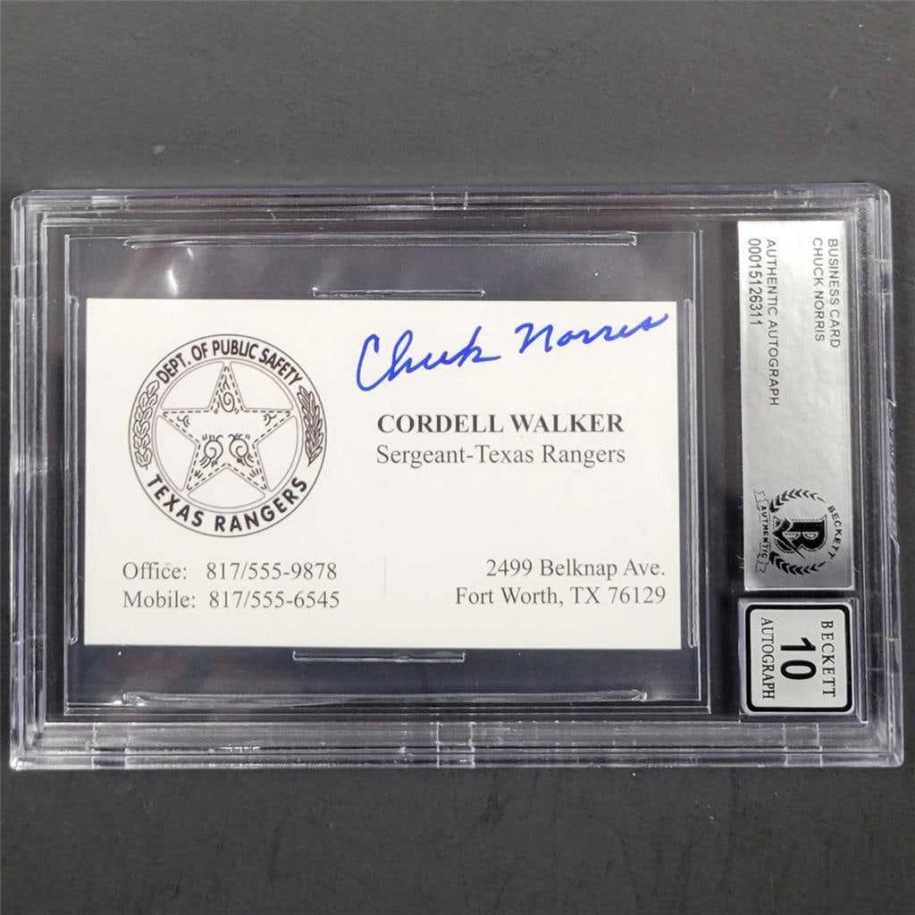 Chuck Norris Signed Cordell Walker Business Card Replica: Chuck Norris Signed Cordell Walker Business Card Replica This is a replica business card for Cordell Walker from the iconic series Walker Texas Ranger, personally signed by Chuck Norris. A must-have c