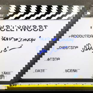 Don Mancini Signed Child's Play Director's Clapboard BAS Beckett Authentic: Don Mancini Signed Child's Play Director's Clapboard BAS Beckett Authentic This is an original director's clapboard from the movie "Child's Play," signed by the film's director, Don Mancini. The