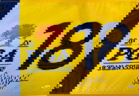 Phil Mickelson Signed 2021 PGA Kiawah Island Pin Flag JSA Authenticated: Phil Mickelson Signed 2021 PGA Kiawah Island Pin Flag JSA Authenticated This is an officially licensed 2021 PGA Championship-Ocean Course Kiawah Island pin flag signed by golf legend Phil Mickelson.