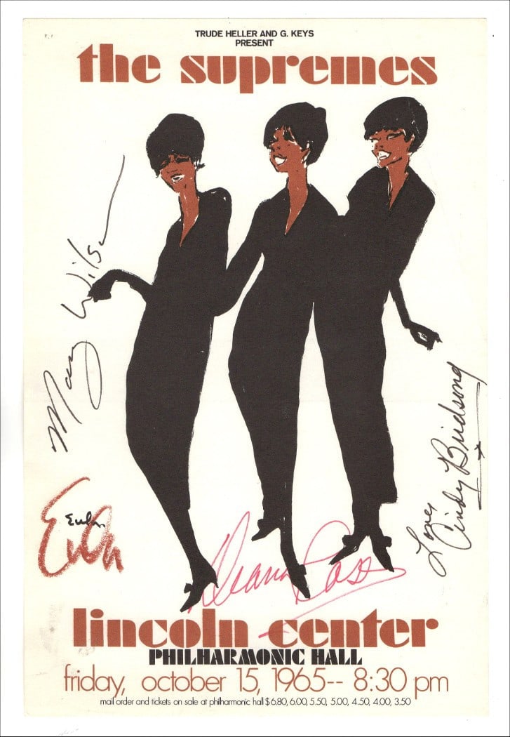 The Supremes Autographed Mini Poster 6 x 9 JSA Diana Ross Mary Wilson Cindy Birdsong: The Supremes Autographed Mini Poster 6 x 9 JSA Diana Ross Mary Wilson Cindy Birdsong Celebrate the iconic music of The Supremes with this autographed mini poster featuring signatures from legendary me