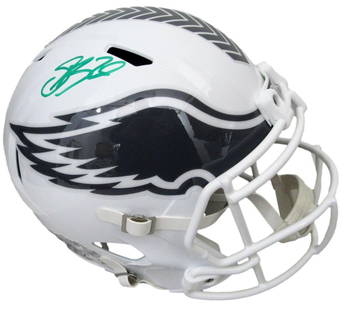 Saquon Barkley Signed Eagles Salute to Service Helmet PSA Authenticated: Saquon Barkley Signed Eagles Salute to Service Helmet PSA Authenticated This offering features a Saquon Barkley Signed Salute to Service Full Size Replica Football Helmet from the Philadelphia