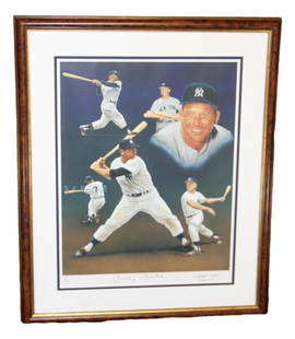 Mickey Mantle Signed Lithograph Print Yankees PSA/DNA Framed Art: Mickey Mantle Signed Lithograph Print Yankees PSA/DNA Framed Art This striking framed lithograph features the legendary Mickey Mantle, a celebrated player of the New York Yankees. Authenticated by