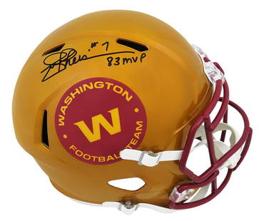 Joe Theismann Signed WFT Flash Riddell Full Size Helmet with '83 MVP Inscription: Joe Theismann Signed WFT Flash Riddell Full Size Helmet with '83 MVP Inscription This is a signed full-size replica helmet of Joe Theismann from the Washington Football Team, featuring the '83 MVP'