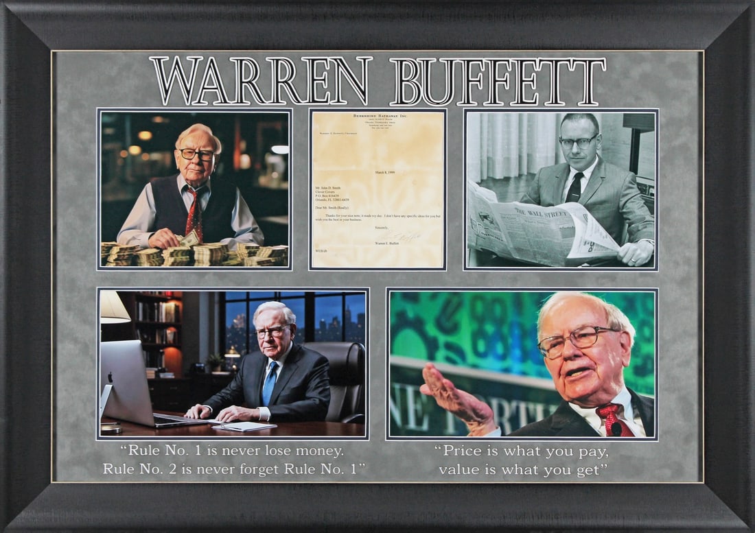 Warren Buffett Signed Framed 8.5x11 Letter on Berkshire Hathaway Letterhead: Warren Buffett Signed Framed 8.5x11 Letter on Berkshire Hathaway Letterhead This stunning framed letter features the signature of Warren Buffett, renowned investor and CEO of Berkshire Hathaway. The 8