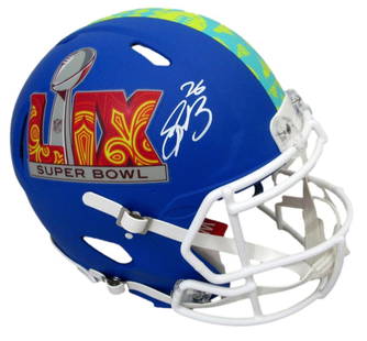 Saquon Barkley Signed Authentic Blue SB LIX Helmet PSA/DNA: Saquon Barkley Signed Authentic Blue SB LIX Helmet PSA/DNA This Saquon Barkley Signed Blue Super Bowl LIX Full Size Authentic Football Helmet is a must-have for any Philadelphia Eagles fan. The