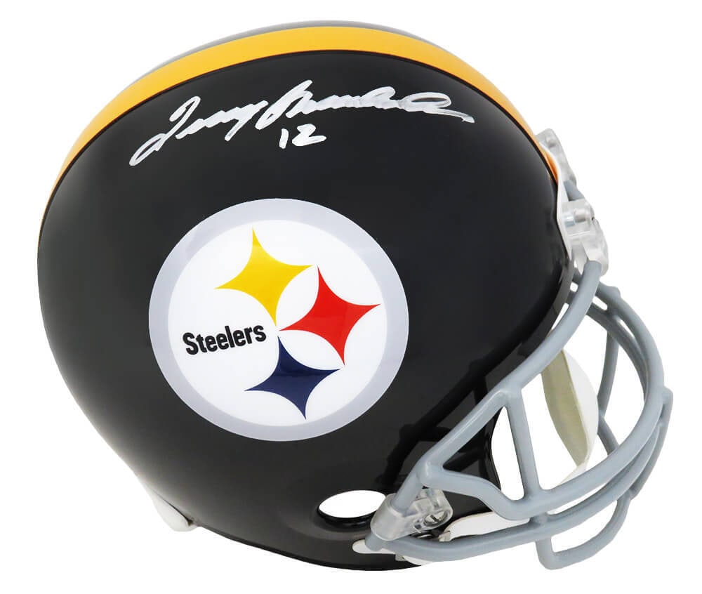 Terry Bradshaw Signed Steelers Riddell Full Size Helmet Beckett Authenticated: Terry Bradshaw Signed Steelers Riddell Full Size Helmet Beckett Authenticated This is a Terry Bradshaw signed Pittsburgh Steelers throwback Riddell full size replica helmet, a perfect collectible for 