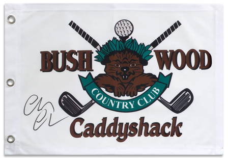 Chevy Chase Signed Caddyshack 18x13 Golf Pin Flag with COA: Chevy Chase Signed Caddyshack 18x13 Golf Pin Flag with COA Chevy Chase signed Caddyshack Bushwood 18x13 golf pin flag with Caddy Shack movie beaver logo. Item comes with a numbered tamper-proof hologr