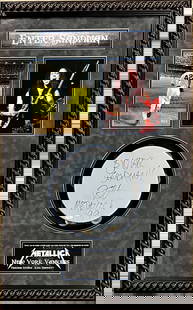 Kirk Hammett Mariano Rivera Signed Enter Sandman Framed Display JSA 40 x 24: Kirk Hammett Mariano Rivera Signed Enter Sandman Framed Display JSA 40 x 24 This unique framed display features the signatures of Metallica's guitarist Kirk Hammett and Hall of Fame baseball player