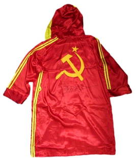 Dolph Lundgren Autographed Rocky IV Ivan Drago Boxing Robe PSA/DNA Certified: Dolph Lundgren Autographed Rocky IV Ivan Drago Boxing Robe PSA/DNA Certified This is a Dolph Lundgren autographed "Rocky IV Ivan Drago" red boxing robe. Certified by PSA/DNA, the robe comes with a tam