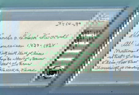 Chuck Carroll Autographed 3x5 Index Card Washington Huskies Beckett Authenticated: Chuck Carroll Autographed 3x5 Index Card Washington Huskies Beckett Authenticated This is a pre-owned 3x5 index card signed by Chuck Carroll, a notable figure in NCAA football, representing the Washin