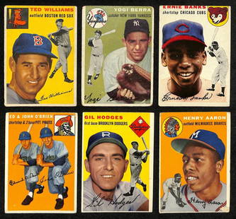 1954 Topps Baseball Card Complete Set 250 Cards Hank Aaron RC Mays Banks: 1954 Topps Baseball Card Complete Set 250 Cards Hank Aaron RC Mays Banks This 1954 Topps Baseball Card Complete Set features all 250 cards, including the highly sought-after Hank Aaron rookie card. Ea