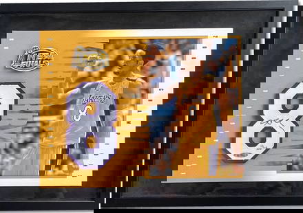 Kobe Bryant Autographed #8 Lakers Jersey Framed 14x21 Upper Deck Authentication: Kobe Bryant Autographed #8 Lakers Jersey Framed 14x21 Upper Deck Authentication Celebrate the legacy of Kobe Bryant with this autographed #8 jersey framed in a sleek presentation. This original piece