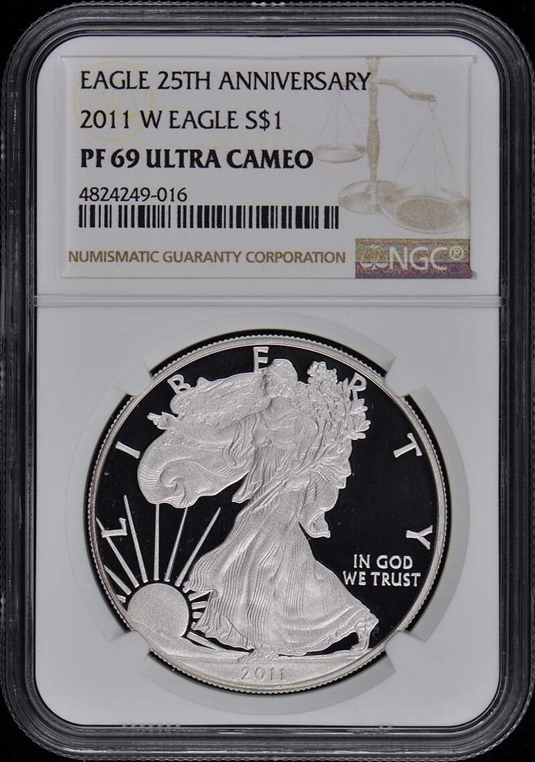 2011 W Eagle S$1 Coin NGC PR69DCAM Philadelphia Mint: 2011 W Eagle S$1 Coin NGC PR69DCAM Philadelphia Mint This 2011 W Eagle S$1 coin is a stunning collectible, certified by NGC with a grade of PR69DCAM. Minted in Philadelphia, this coin showcases except
