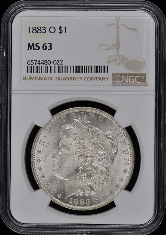 1883-O Morgan Dollar NGC MS63 Uncirculated New Orleans: 1883-O Morgan Dollar NGC MS63 Uncirculated New Orleans This 1883-O Morgan Dollar is a remarkable piece certified by NGC with a grade of MS63, indicating its uncirculated condition. Minted in New Orlea