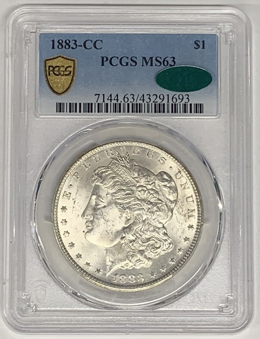 1883-CC Morgan Silver Dollar Coin PCGS CAC MS 63 Uncirculated: 1883-CC Morgan Silver Dollar Coin PCGS CAC MS 63 Uncirculated Introducing an 1883-CC Morgan Silver $1 Dollar Coin, a remarkable piece of numismatic history. This uncirculated coin features a beautiful