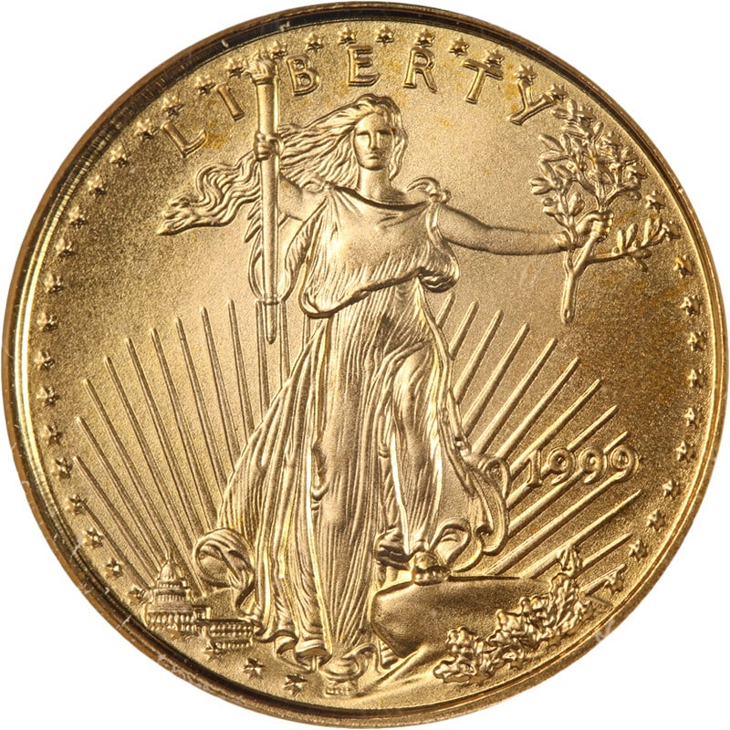 1999 Gold American Eagle $5 NGC MS70 Coin Certified 22K: 1999 Gold American Eagle $5 NGC MS70 Coin Certified 22K This stunning 1999 Gold American Eagle features a flawless NGC MS70 grade, signifying its pristine condition and exceptional quality. Crafted fr