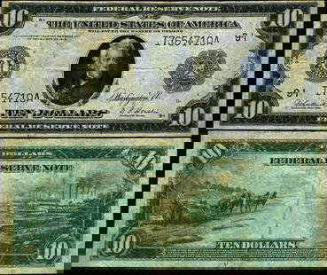 1914 $10 Federal Reserve Note Minneapolis VF Circulated: 1914 $10 Federal Reserve Note Minneapolis VF Circulated This 1914 Federal Reserve Note features a denomination of $10 and originates from the Minneapolis Federal Reserve Bank. It is classified as circ