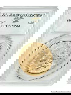 1860-S $20 Liberty Head Gold Coin PCGS MS61 Uncirculated: 1860-S $20 Liberty Head Gold Coin PCGS MS61 Uncirculated This 1860-S $20 Liberty Head coin is certified by PCGS with a grade of MS61, indicating it is in uncirculated condition. Struck at the San Fran