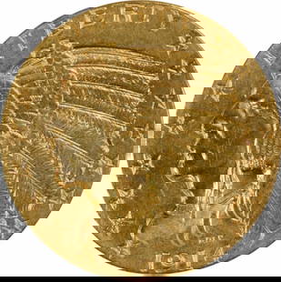1914 $5 Gold Indian Coin by Bela Lyon Pratt AU Uncertified: 1914 $5 Gold Indian Coin by Bela Lyon Pratt AU Uncertified This 1914 $5 Gold Indian coin, designed by Bela Lyon Pratt, is a beautiful example of early 20th-century American numismatics. It features a