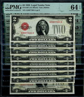 1928 $2 Legal Tender Note PMG CU64 EPQ Choice Uncirculated: 1928 $2 Legal Tender Note PMG CU64 EPQ Choice Uncirculated This 1928 Legal Tender $2 note is graded CU64 EPQ Choice by PMG, indicating its uncirculated condition with exceptional paper quality. A stri