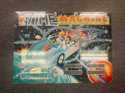 Data East TIME MACHINE Pinball Backglass 1988 Vintage Art: Data East TIME MACHINE Pinball Backglass 1988 Vintage Art This is a pre-owned backglass for the TIME MACHINE pinball machine, produced by Data East in 1988. The backglass features vivid artwork and is