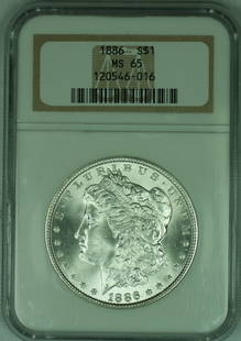 1886 Morgan Silver Dollar NGC MS 65 Uncirculated Silver Coin: 1886 Morgan Silver Dollar NGC MS 65 Uncirculated Silver Coin This 1886 Morgan Silver Dollar is a stunning example of this iconic coin, featuring a denomination of $1. Certified by NGC, it holds a rema