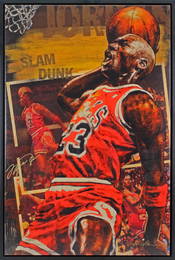 Michael Jordan Signed Framed 27x41 All Star Proof Canvas UDA COA