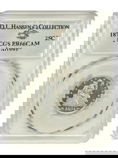 1874 Liberty Seated Quarter 25C PR66CAM With Arrows PCGS Certified: 1874 Liberty Seated Quarter 25C PR66CAM With Arrows PCGS Certified This 1874 Liberty Seated Quarter, graded PR66CAM by PCGS, features the rare 'With Arrows' designation, making it a notable addition t