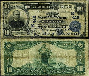 1902 $10 National Bank Note Galion Ohio First National Bank G/VG: 1902 $10 National Bank Note Galion Ohio First National Bank G/VG This is a 1902 $10 National Bank Note from the First National Bank of Galion, Ohio. It is graded G/VG, indicating good to very good con