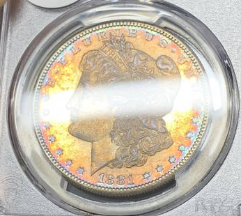 1881-S Morgan Silver Dollar PCGS MS 66 Proof-Like Coin: 1881-S Morgan Silver Dollar PCGS MS 66 Proof-Like Coin This 1881-S Morgan Silver Dollar is a stunning example of American numismatic history. Graded MS 66 by PCGS, this uncirculated coin features a pr