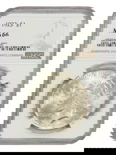 1923 Peace Dollar NGC MS66 Uncirculated Philadelphia Coin: 1923 Peace Dollar NGC MS66 Uncirculated Philadelphia Coin This 1923 Peace Dollar is a remarkable piece of numismatic history, certified by NGC with a grade of MS66. It features a striking design comme