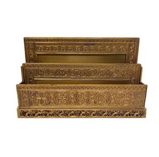 Tiffany Studios Venetian Letter Rack Bronzed Gold 6x10x3 Inches: Tiffany Studios Venetian Letter Rack Bronzed Gold 6x10x3 Inches This exquisite Bronzed Gold Color Tiffany Studios Venetian Letter Rack is a rare collectible in excellent condition, free from chips or