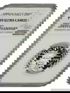 1999-W $50 Statue of Liberty Platinum Eagle NGC PR70DCAM Coin: 1999-W $50 Statue of Liberty Platinum Eagle NGC PR70DCAM Coin This stunning 1999-W $50 Statue of Liberty Platinum Eagle coin features a perfect NGC PR70DCAM grade, showcasing its exceptional quality a