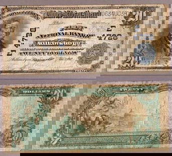 1902 PB $20 National Bank Note First National Bank Wilkinsburg PA: 1902 PB $20 National Bank Note First National Bank Wilkinsburg PA This $20 National Bank Note from 1902, issued by the First National Bank of Wilkinsburg, PA, is a noteworthy collectible. The note is