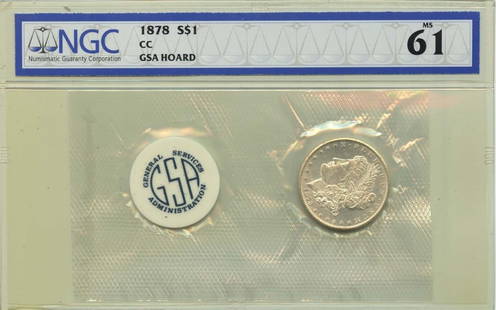 1878-CC Morgan Dollar NGC MS61 Uncirculated Coin: 1878-CC Morgan Dollar NGC MS61 Uncirculated Coin This 1878-CC Morgan Dollar is a stunning piece certified by NGC with a grade of MS61, indicating its uncirculated condition. Minted in Carson City, thi