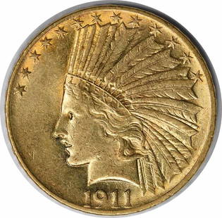1911 $10 Gold Indian Coin by Augustus Saint Gaudens AU: 1911 $10 Gold Indian Coin by Augustus Saint Gaudens AU This 1911 $10 Gold Indian coin presents a remarkable piece of history, featuring the iconic design by Augustus Saint Gaudens. Crafted from 90% go
