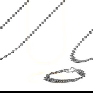 Elegant Woven Sterling Silver Bracelet Necklace Set 8-20 in: Elegant Woven Sterling Silver Bracelet Necklace Set 8-20 in This exquisite set features a stylish bracelet and necklace crafted from high-quality sterling silver, designed for elegance and versatility