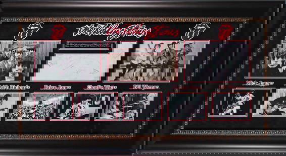 The Rolling Stones Signed Framed 7x11 Cut with COA Beckett: The Rolling Stones Signed Framed 7x11 Cut with COA Beckett This autographed and framed 7x11 cut signature features the authentic autographs of Mick Jagger, Keith Richards, Bill Wyman, Charlie Watts, a