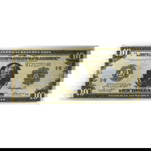 1914 $10 Federal Reserve Note New York S/N B72102524B FR.907: 1914 $10 Federal Reserve Note New York S/N B72102524B FR.907 This 1914 $10 Federal Reserve Note from New York features the serial number B72102524B and is classified as FR.907. It represents a piece o