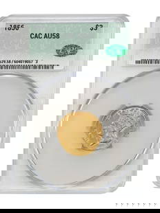 1856 CACG AU58 $3 Gold Coin Three Dollar Philadelphia Mint: 1856 CACG AU58 $3 Gold Coin Three Dollar Philadelphia Mint This 1856 $3 coin from the Philadelphia Mint is certified by CACG with a grade of AU58. It features pleasing golden surfaces that shine with