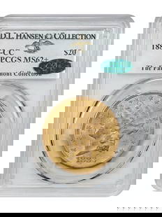 1883-CC $20 Liberty Head Gold Coin PCGS MS62+ CAC Certified: 1883-CC $20 Liberty Head Gold Coin PCGS MS62+ CAC Certified This 1883-CC $20 Liberty Head gold coin is certified by PCGS with a grade of MS62+. With a limited mintage of only 59,962 coins, it is recog