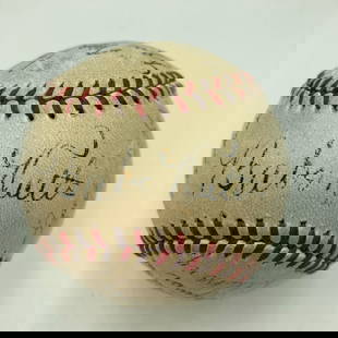 1934 New York Yankees Team Signed Baseball Babe Ruth Lou Gehrig JSA COA: 1934 New York Yankees Team Signed Baseball Babe Ruth Lou Gehrig JSA COA This stunning Rawlings baseball is a remarkable piece of sports history, featuring the signatures of twenty-two legendary player